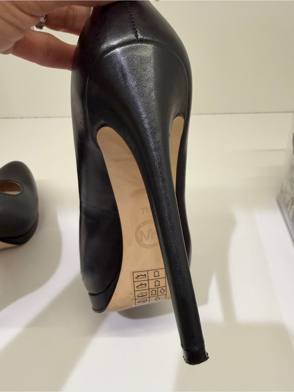 Michael Kors Black Leather Platform Pumps - Picture 6 of 7